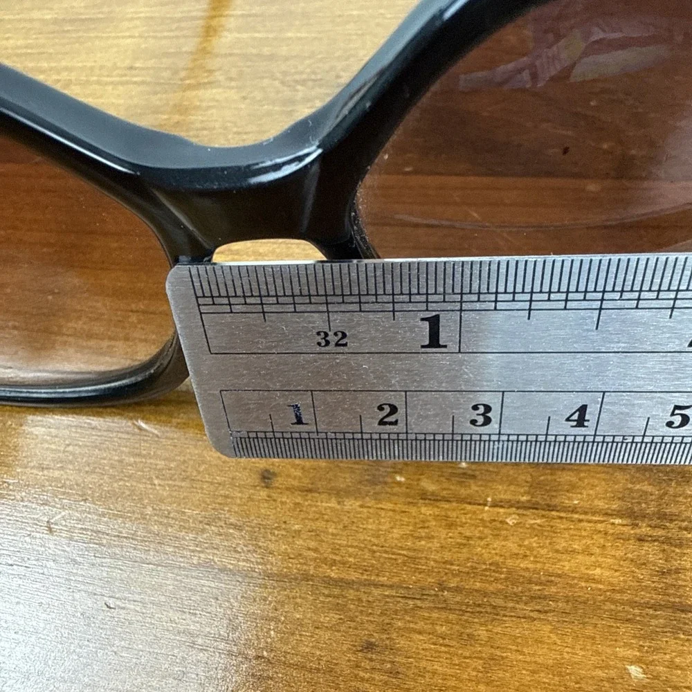 Vintage Oversized Rectangular Sunglasses Black & Tortoiseshell Brown Lenses